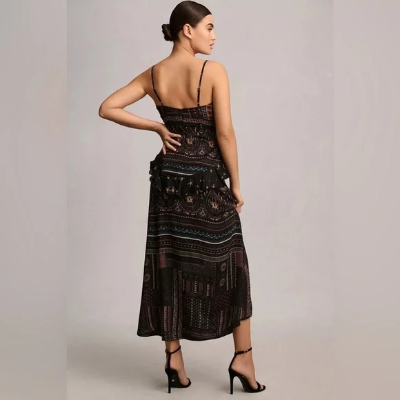 NWT Let Me Be Sheer Printed V-Neck Midi Dress - Picture 2 of 4